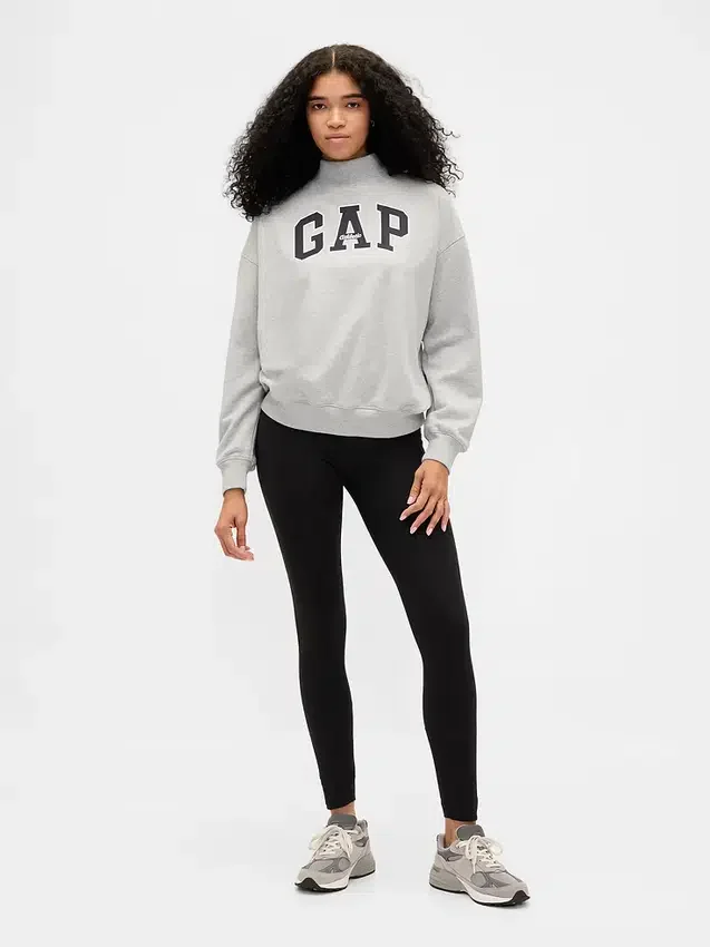 Felpa oversize con collo alto in French Terry pesante e logo