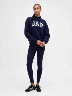 Felpa oversize con collo alto in French Terry pesante e logo