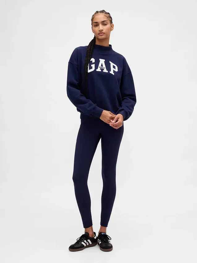 Felpa oversize con collo alto in French Terry pesante e logo