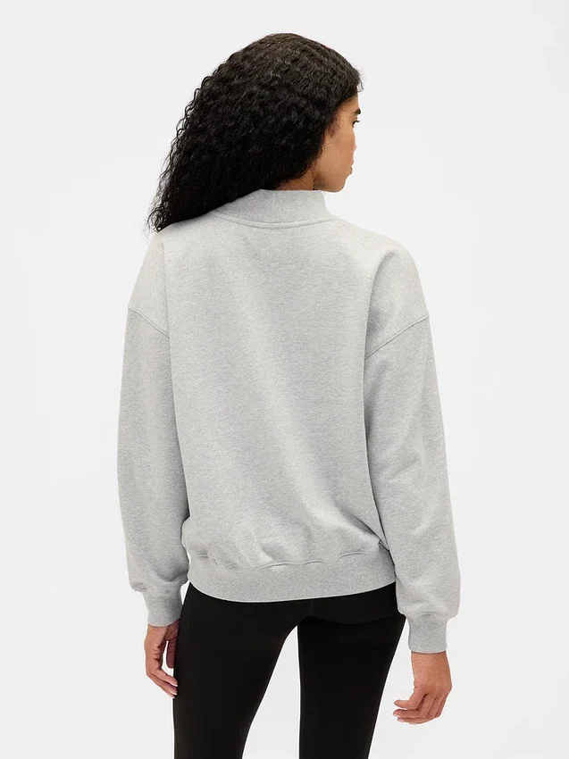 Felpa oversize con collo alto in French Terry pesante e logo