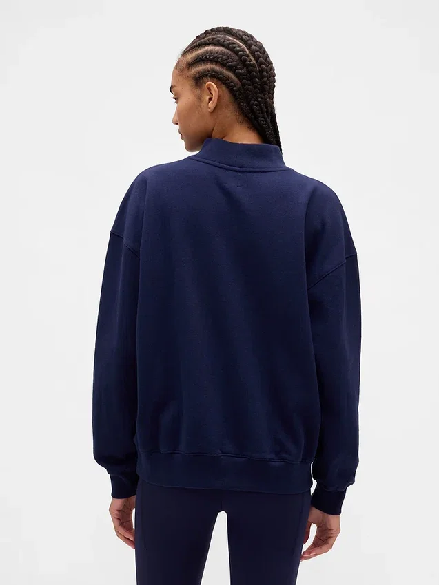 Felpa oversize con collo alto in French Terry pesante e logo