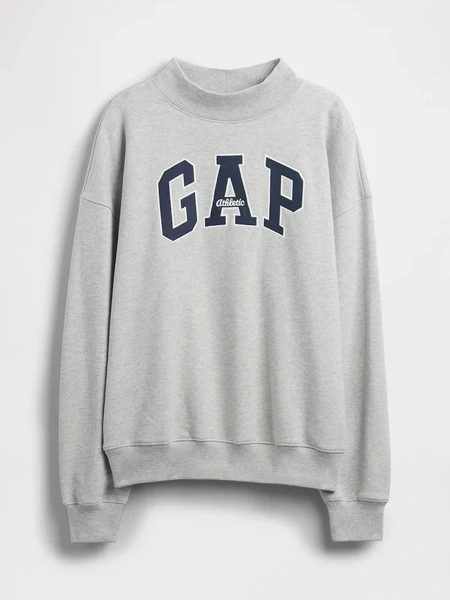 Felpa oversize con collo alto in French Terry pesante e logo