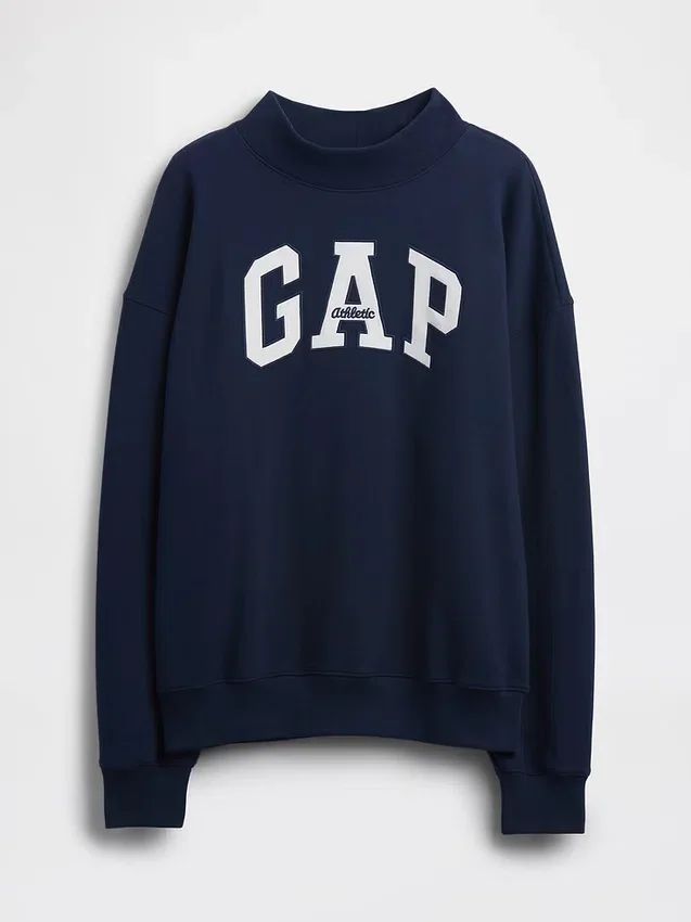 Felpa oversize con collo alto in French Terry pesante e logo