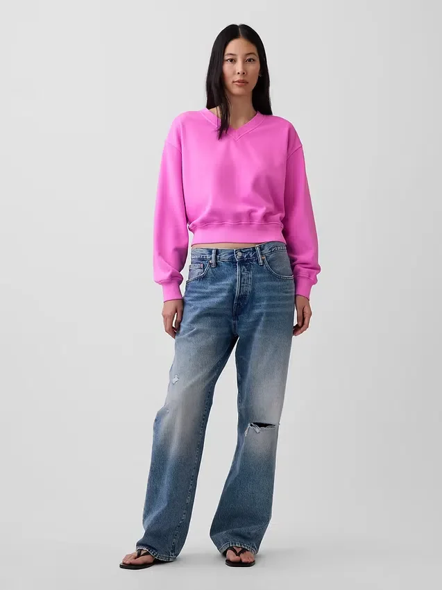 Felpa oversize con scollo a V Vintagesoft