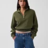 Felpa oversize in cotone testurizzato con mezza zip