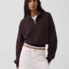 Felpa oversize in cotone testurizzato con mezza zip