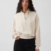Felpa oversize in cotone testurizzato con mezza zip