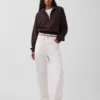 Felpa oversize in cotone testurizzato con mezza zip