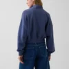 Felpa oversize in cotone testurizzato con mezza zip