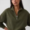 Felpa oversize in cotone testurizzato con mezza zip