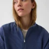 Felpa oversize in cotone testurizzato con mezza zip