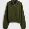 Felpa oversize in cotone testurizzato con mezza zip