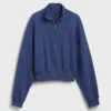 Felpa oversize in cotone testurizzato con mezza zip