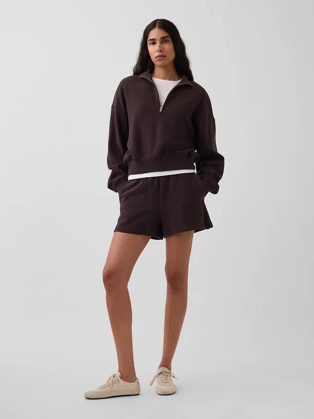 Felpa oversize in cotone testurizzato con mezza zip