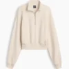 Felpa oversize in cotone testurizzato con mezza zip