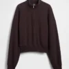 Felpa oversize in cotone testurizzato con mezza zip
