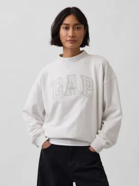 Felpa oversize in felpa Vintagesoft con collo alto e logo
