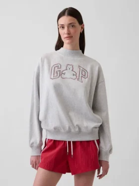 Felpa oversize in felpa Vintagesoft con collo alto e logo