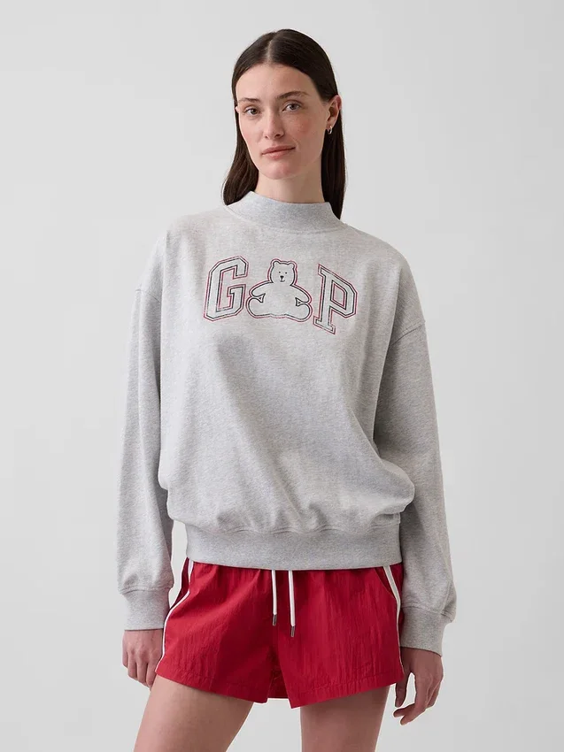 Felpa oversize in felpa Vintagesoft con collo alto e logo