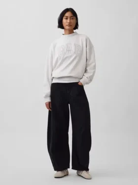 Felpa oversize in felpa Vintagesoft con collo alto e logo