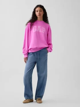 Felpa oversize in felpa Vintagesoft con collo alto e logo