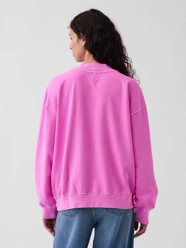 Felpa oversize in felpa Vintagesoft con collo alto e logo