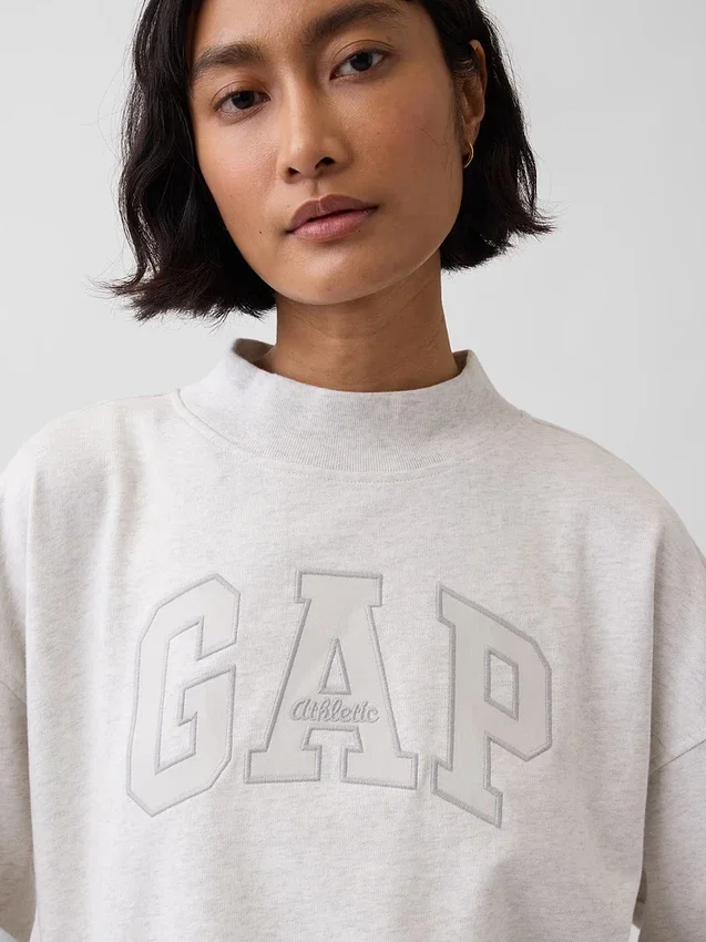 Felpa oversize in felpa Vintagesoft con collo alto e logo