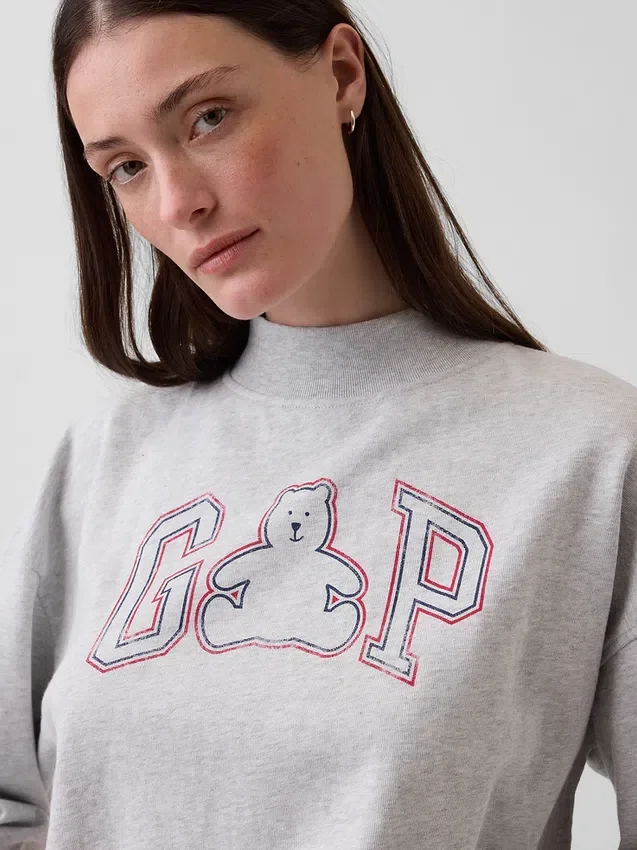 Felpa oversize in felpa Vintagesoft con collo alto e logo