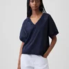 Felpa oversize in felpa Vintagesoft con scollo a V