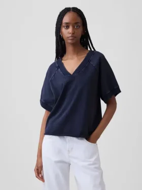 Felpa oversize in felpa Vintagesoft con scollo a V