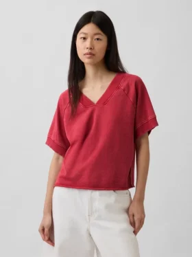 Felpa oversize in felpa Vintagesoft con scollo a V