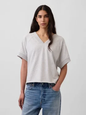 Felpa oversize in felpa Vintagesoft con scollo a V