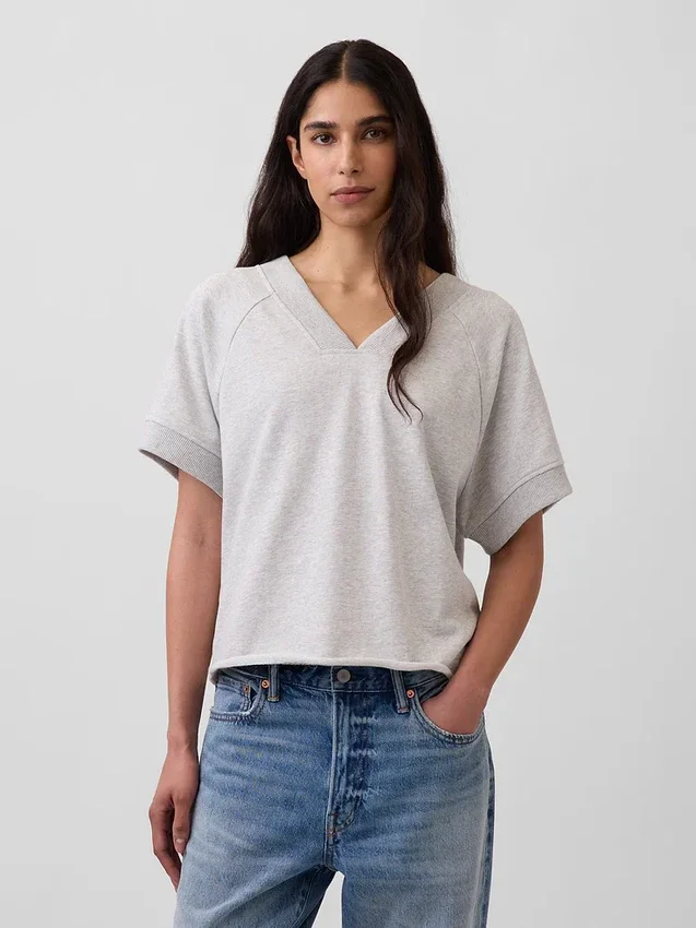 Felpa oversize in felpa Vintagesoft con scollo a V