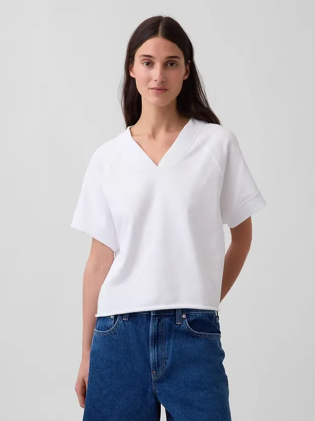 Felpa oversize in felpa Vintagesoft con scollo a V
