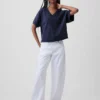 Felpa oversize in felpa Vintagesoft con scollo a V