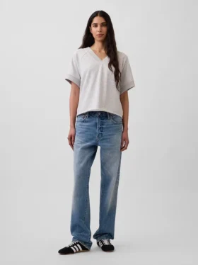 Felpa oversize in felpa Vintagesoft con scollo a V