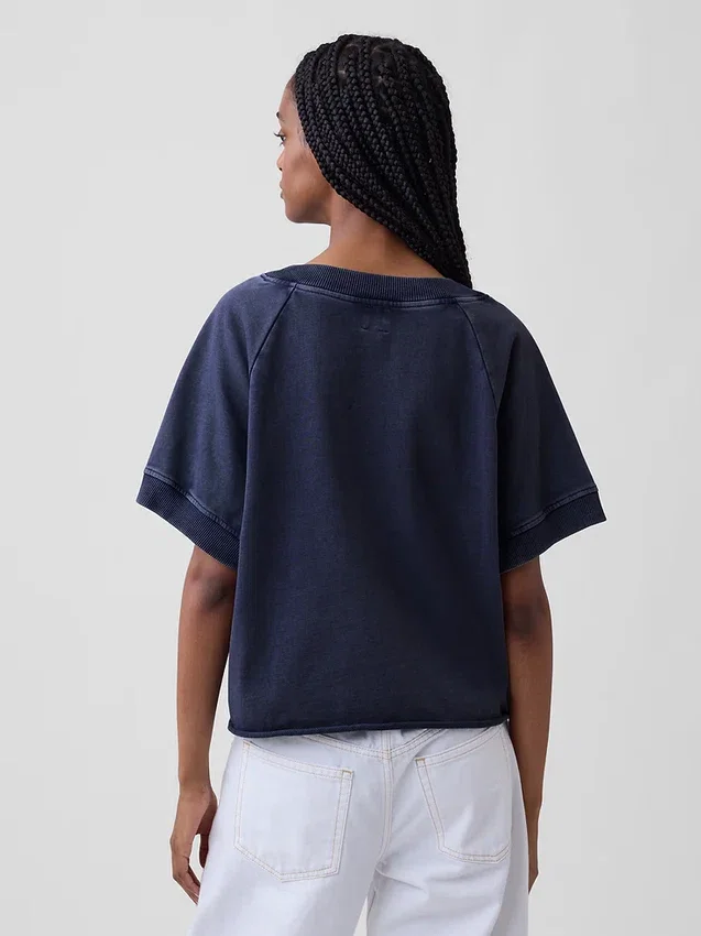 Felpa oversize in felpa Vintagesoft con scollo a V