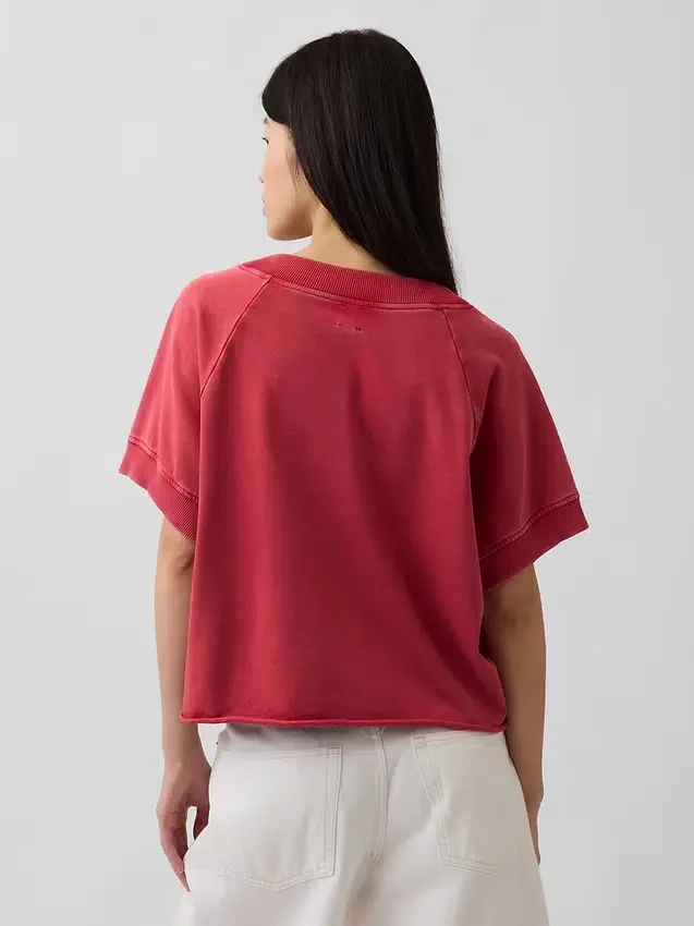 Felpa oversize in felpa Vintagesoft con scollo a V
