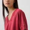 Felpa oversize in felpa Vintagesoft con scollo a V