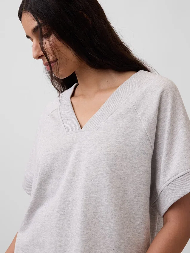 Felpa oversize in felpa Vintagesoft con scollo a V