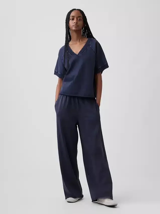Felpa oversize in felpa Vintagesoft con scollo a V
