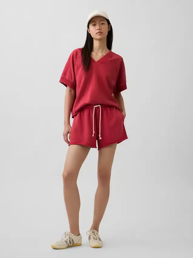 Felpa oversize in felpa Vintagesoft con scollo a V