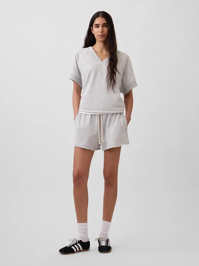 Felpa oversize in felpa Vintagesoft con scollo a V