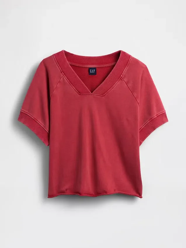 Felpa oversize in felpa Vintagesoft con scollo a V