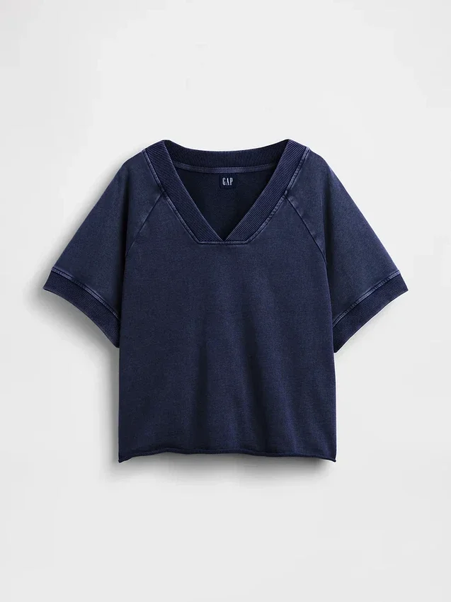 Felpa oversize in felpa Vintagesoft con scollo a V