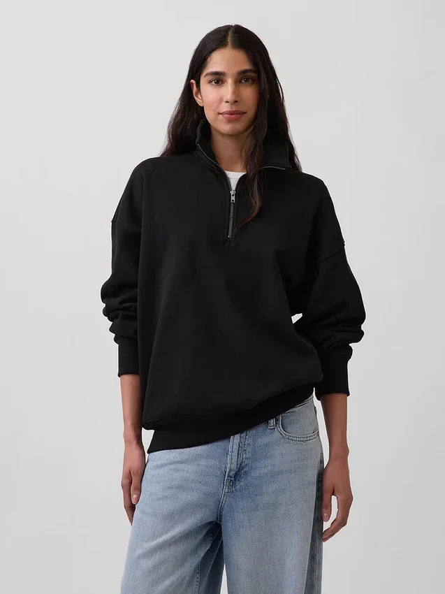 Felpa oversize per adulti con zip a un quarto