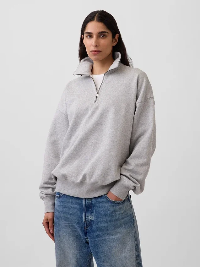 Felpa oversize per adulti con zip a un quarto