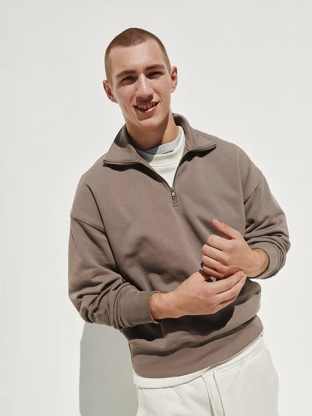 Felpa oversize per adulti con zip a un quarto