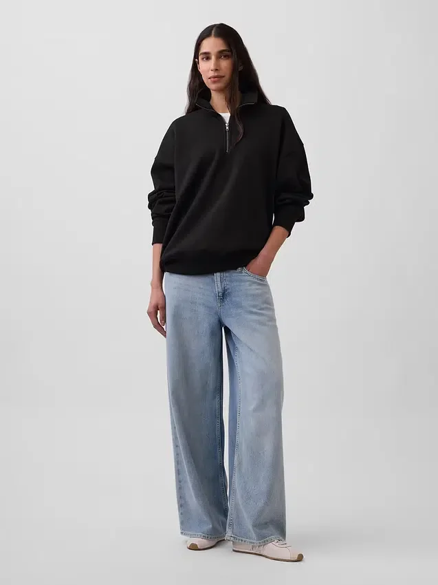 Felpa oversize per adulti con zip a un quarto