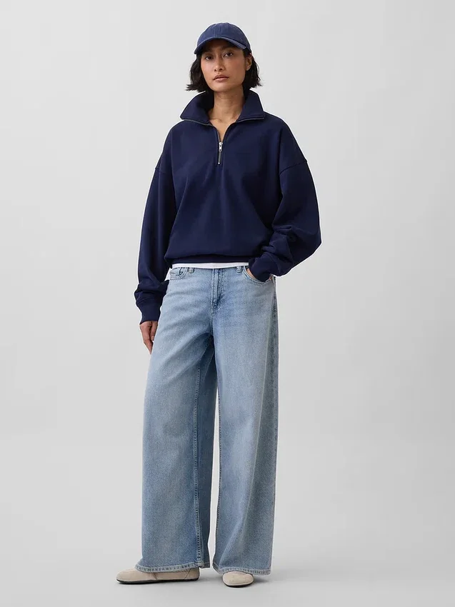 Felpa oversize per adulti con zip a un quarto